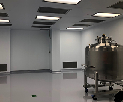 A large metal container in a room